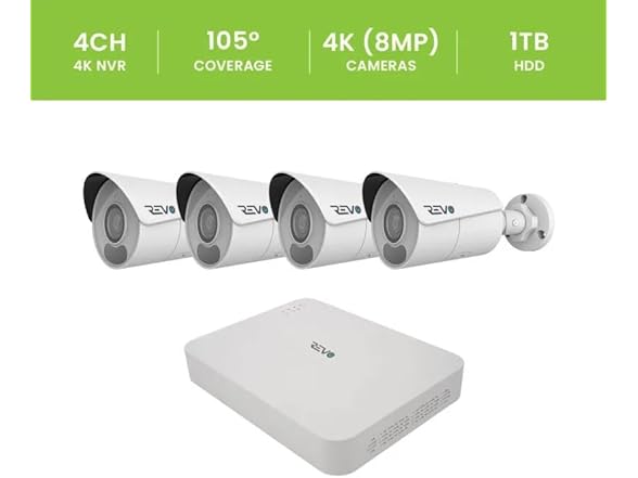 (4 Cam) Revo Ultra Blue Series 4CH 4K POE H.265 NVR System