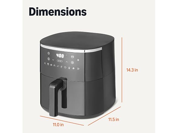 Amazon Basics 6-Quart Digital Air Fryer 1550W, Black