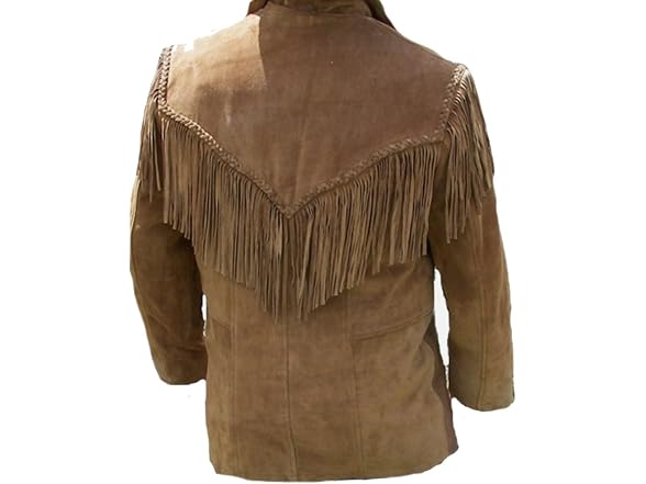 Classyak Men (5XL) Western Fringed Suede Coat