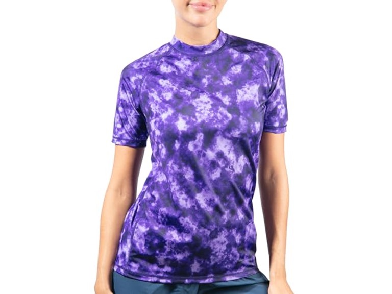 Kanu Surf Women's Breeze UPF 50+ Short Sleeved Active Rashguard & Workout Top, Sydney Purple, Small