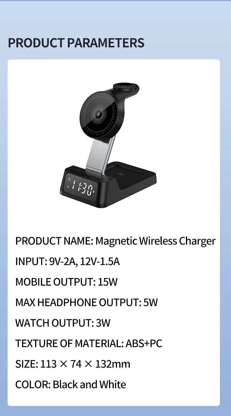 4in1 Wireless Charging Station w-Alarm - Gallery 21