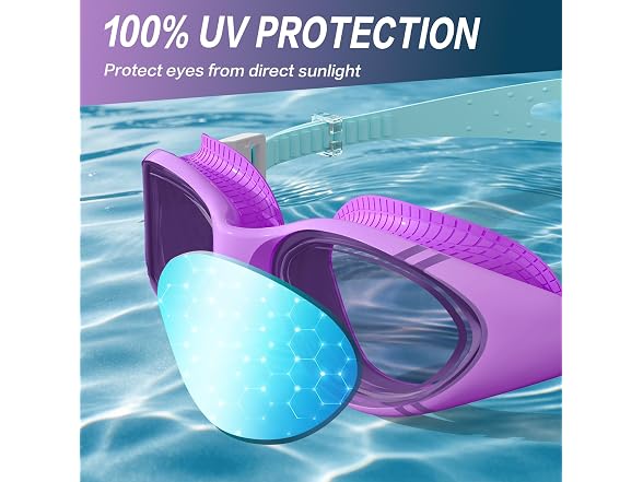 VegoVia Purple/Green Adult Swim Goggles