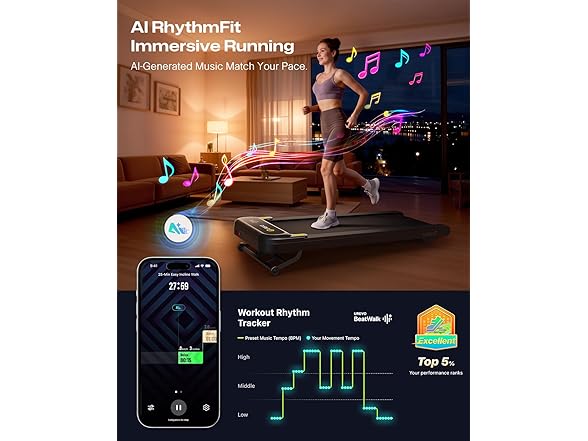 UREVO Smart Treadmill with 9% Auto Incline