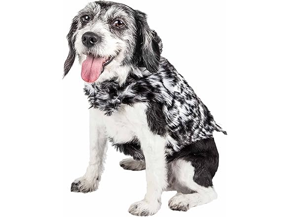 Pet Life ® Gray-Scale Tiger Fur Dog Coat