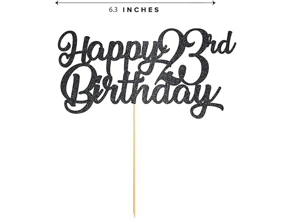 Black Happy 23rd Birthday Cake Topper