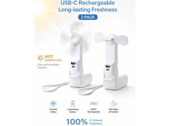 STAY COOL 2 Pack 3 IN 1 Handheld Mini Fan