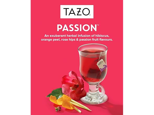 20Ct TAZO Passion Herbal Tea Bags, Hot or Ice