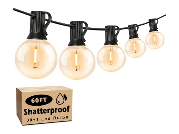 60FT Outdoor String Lights Waterproof