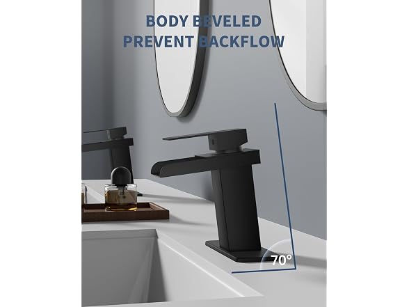 BATHLAVISH Matte Black Waterfall Bathroom Faucet