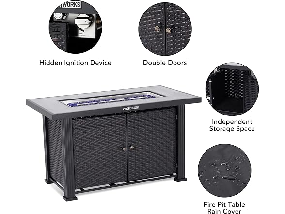 44" Propane Fire Pit Table, 50000BTU