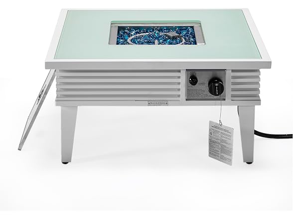 LeisureMod Walbrooke Modern Outdoor Square Fire Pit Table White
