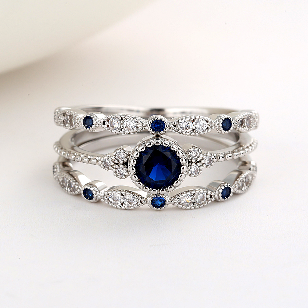 Bezel French Miligrain Ring Set - Gallery 7