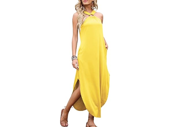 Anrabess Women (S) Summer Halter Neck Split Dress