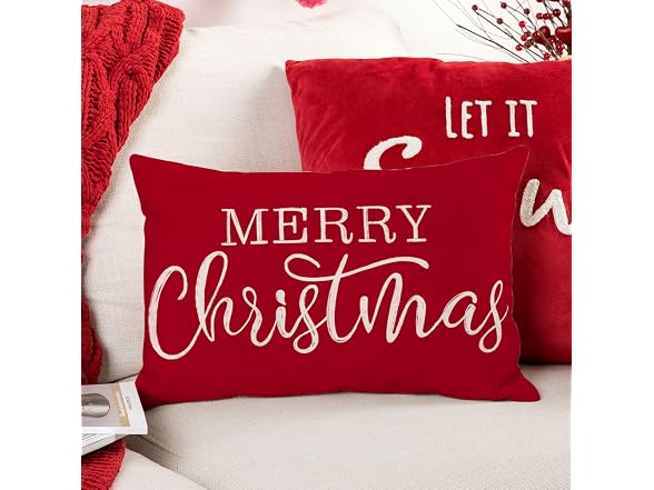 Red Christmas Lumbar Pillow Cover