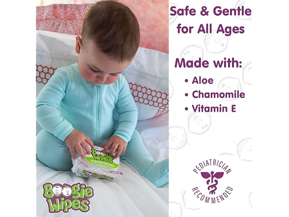 Boogie Saline Nose Wipes for Babies and Kids 360