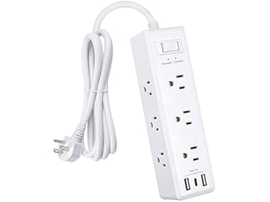 $11.99 Clear Power 2-Outlet Power Strip with 3 USB Ports(1 USB-C) dealfomo