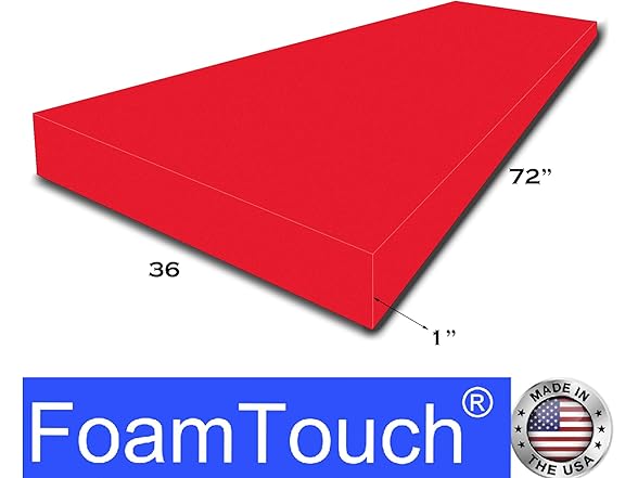 FoamTouch 1"D x 36"W x 72"L Red High Density Foam