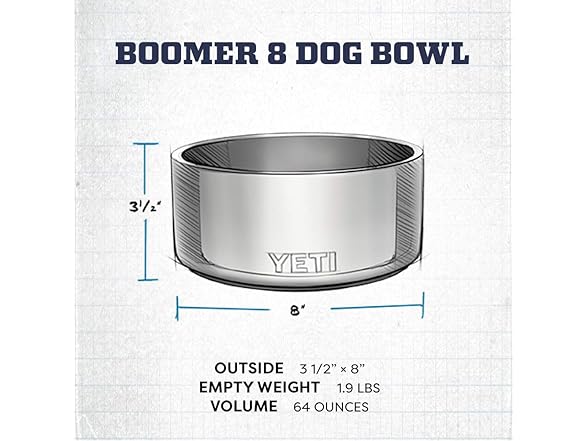 YETI Boomer 8, Stainless Steel, Non-Slip Dog Bowl