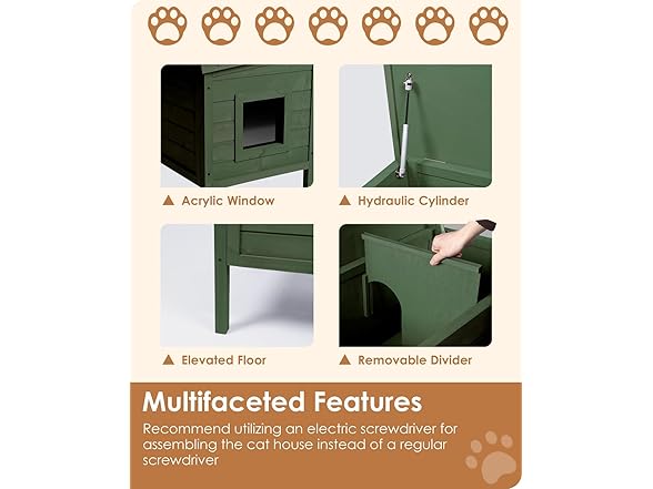 IVY&LANE IL-12 Green Outdoor Cat House Green