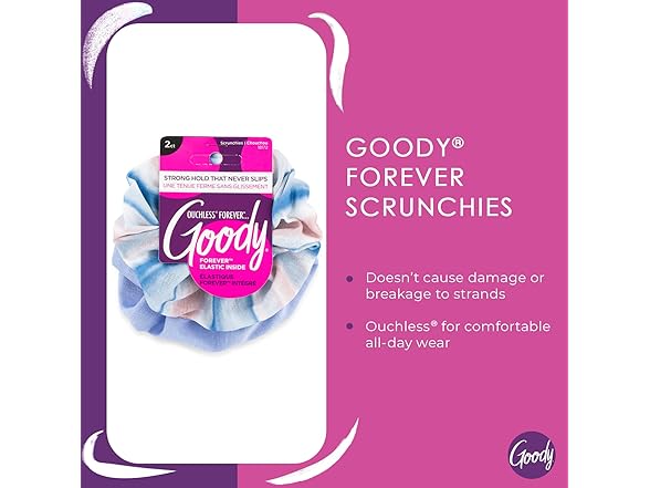 GOODY Goody Ouchless Forever Cotton Scrunchies