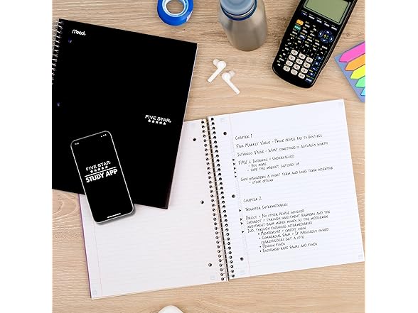 Five Star Spiral Notebook, 150 Sheets, Black