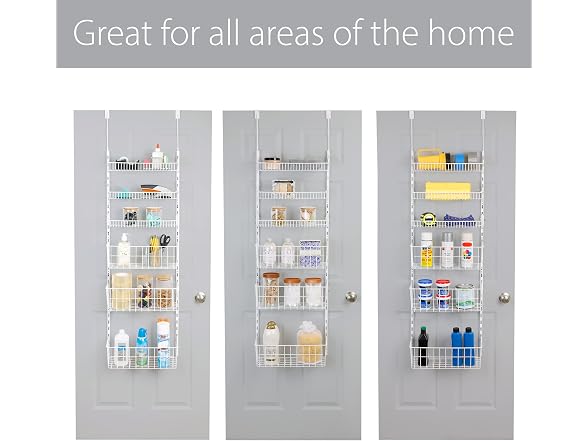 Smart Design Over The Door Pantry Organizer Rack with 6 Adjustable Shelves