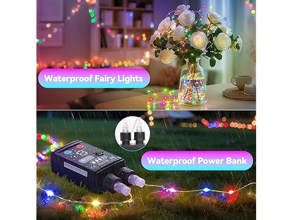 Lakumu 2-in-1 Rechargeable Fairy Lights Battery Operated