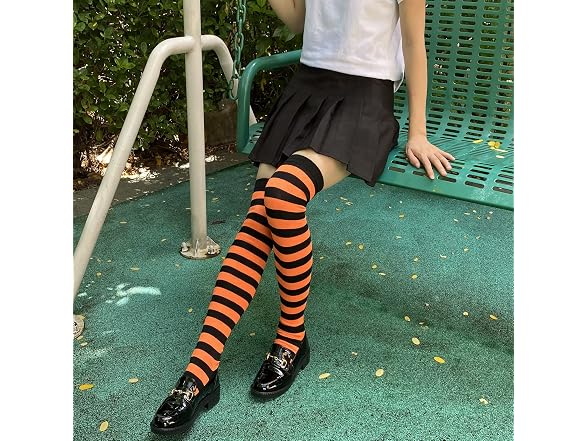 spomei Womens Thigh High Socks Striped
