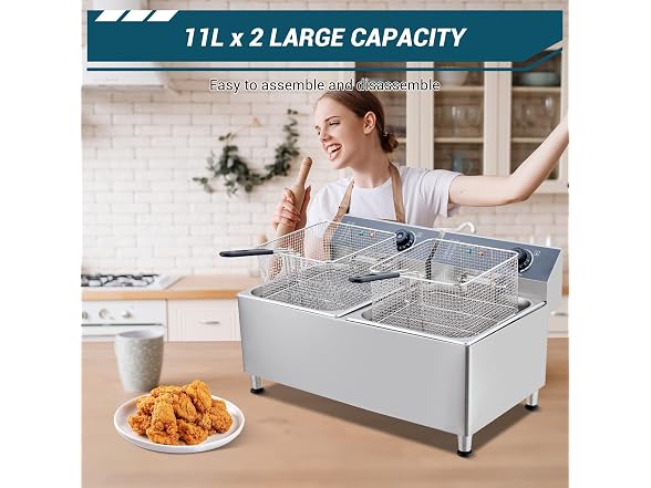 Commercial Deep Fryer 11L 1700W Stainless Steel Electric Countertop Fryer