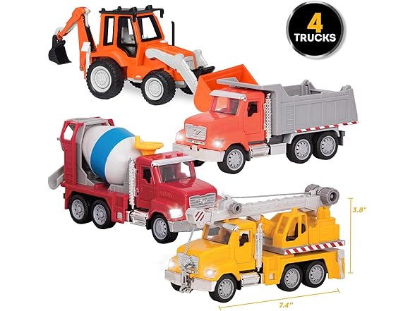 Driven by Battat – 4-Pack of 7 Toy Trucks