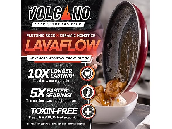 Red Volcano Textured Ceramic Nonstick, 14 Piece Set