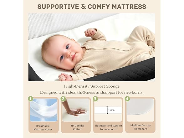 Bolmen Black Baby Bassinet Bedside Sleeper
