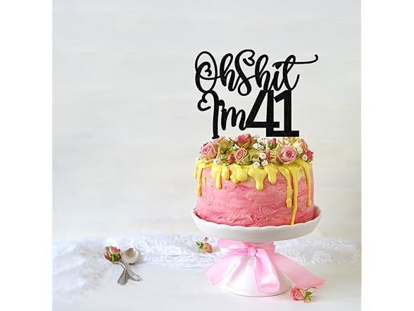 Black flash Oh Sh*t I'm 41 Cake Topper
