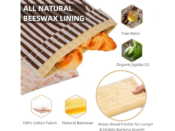 GDDAY Beeswax Bread Bags, 2 Pack XL
