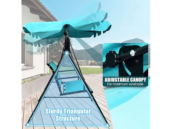 GRAFFY 3-Seat Patio Swing Turquoise