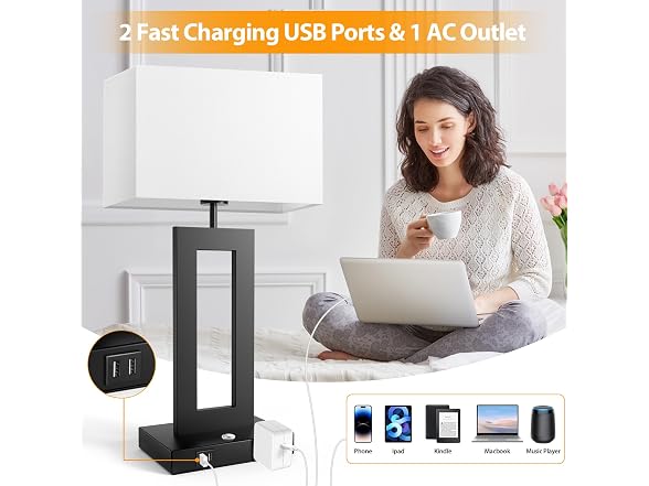 Kondras  22’’ Touch Control Bedside Nightstand Lamps