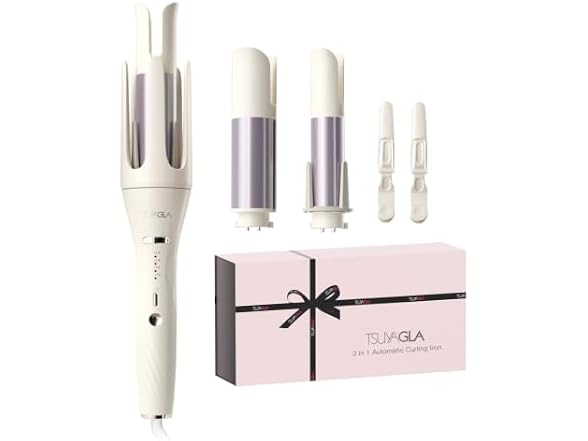 TSUYAGLA White 1"-1.25"-1.5" Barrels Automatic Curling Iron