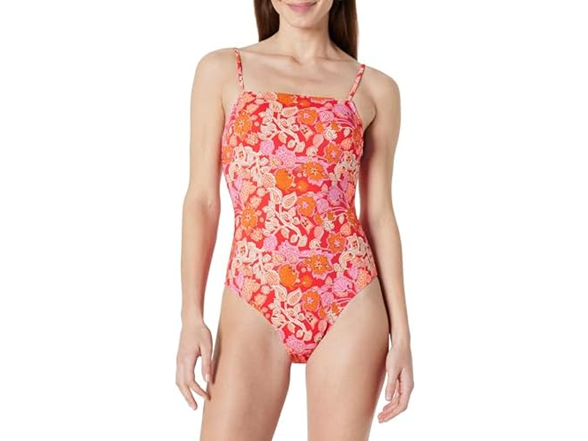 Bright Poppy Red Folk Floral
