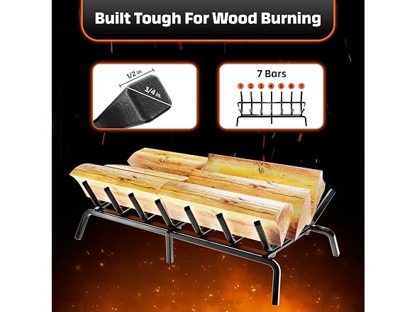 IDZO Solid Steel Fireplace Grate 30 Inch