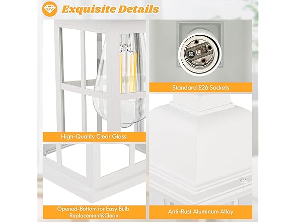 TOBUSA B0BL3GFS9C Outdoor Wall Lantern White 2-Pack