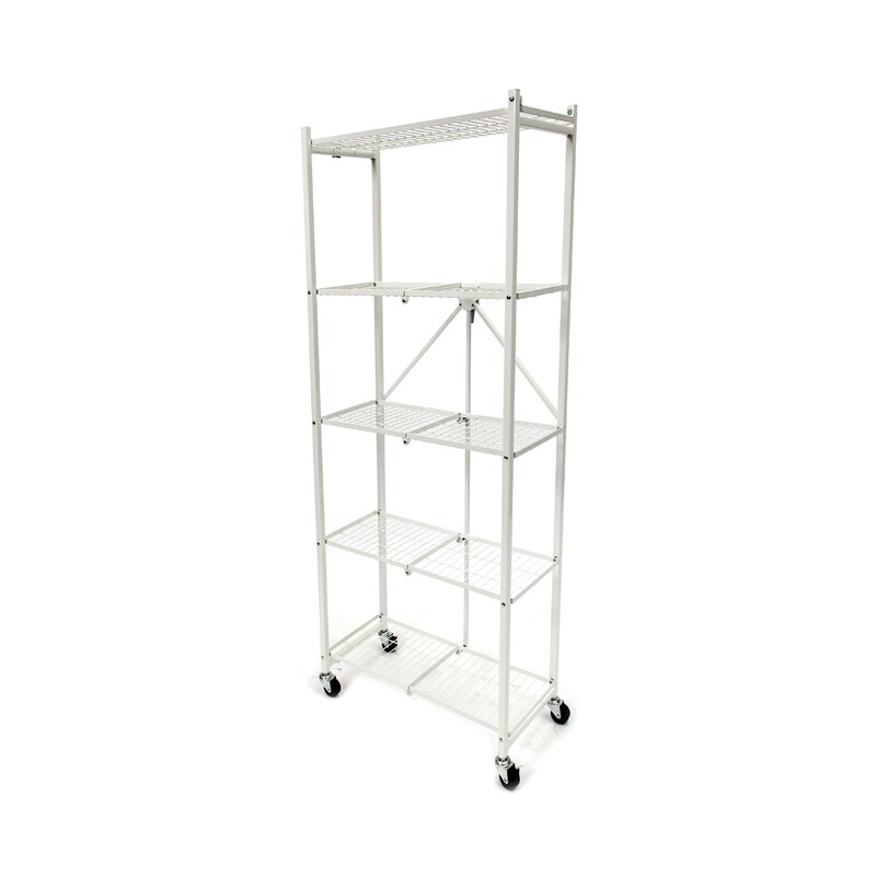 Origami 5-Tier Foldable Metal Shelf w/ Wheels - Gallery 10
