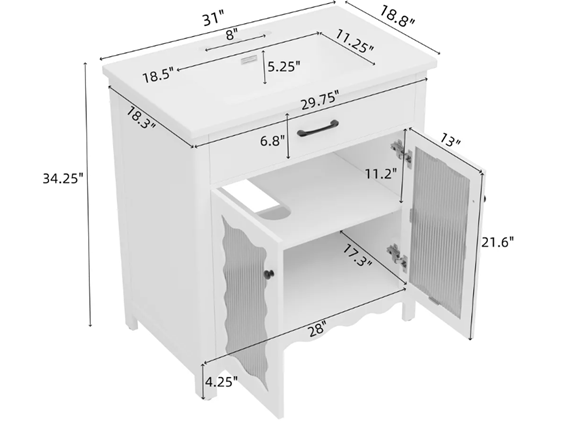 Christopher Knight Home Wiro Modern 31" Vanity