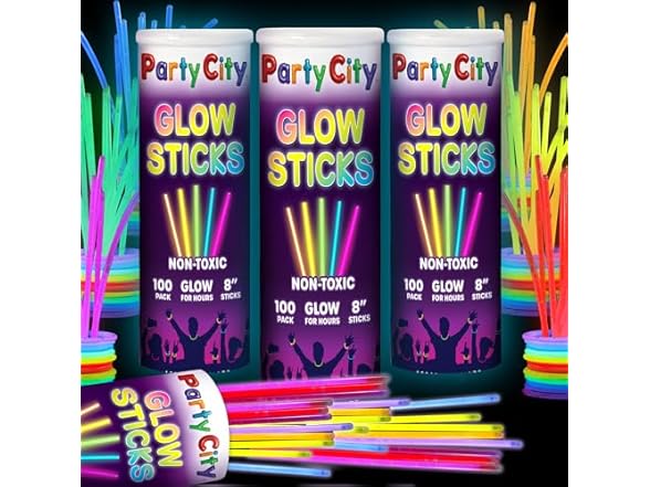 Party City 300 Neon Glow Sticks (Bulk)