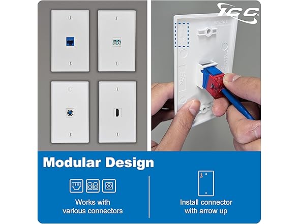 ICC 1-Port Keystone Wall Plate, 25Pk