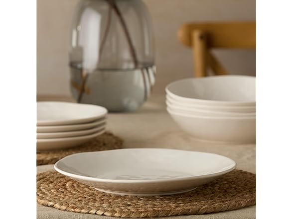 Linen Cream 11 Inch Stoneware Dinner Plates Set of 4 