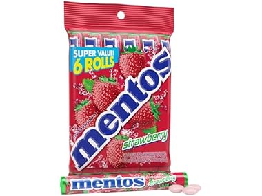 $4.99, Was $5.39, 7% Off! 6CT Mentos Strawberry Chewy Mint Candy Roll dealfomo