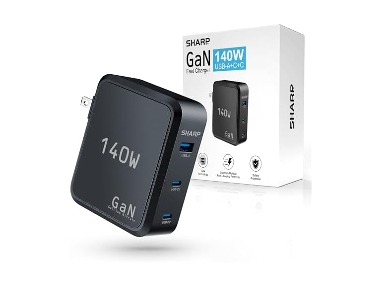 Sharp Sharp 140W USB C Charger, Compact Folda