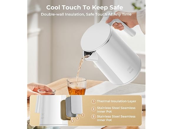 ZKBHOME 1.0L White Kettle