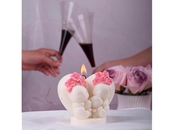HOMYCOCO 2PCS Rose Bear Silicone Candle Molds