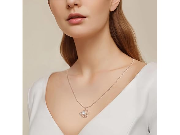 Onlyfine Moon Star Necklace White gold